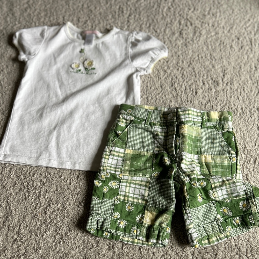 Janie and jack Pink label shirt and shorts set